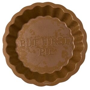 Wilton But First Pie Copper Colored Nonstick 9 inch Scalloped Pie Pan Embossed